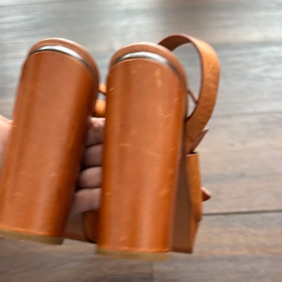 Chloe NWOT Kingsley Platform Leather Ankle Strap Women's caramel Leather Sandals - Picture 10 of 14